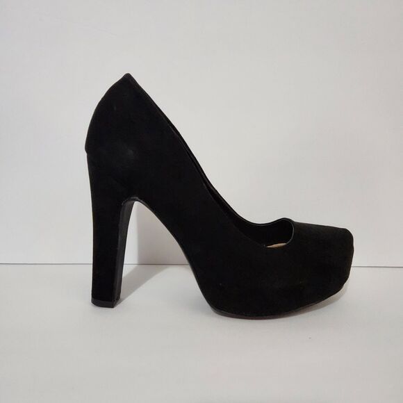 Torrid Black Faux Suede Platform Tapered Pump Heels Extra Wide Width Size 8.5WW - Picture 2 of 8